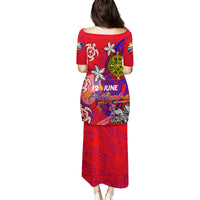 Personalized Philippines 12 June Independence Day Family Matching Puletasi and Hawaiian Shirt Polynesian Turtle Plumeria