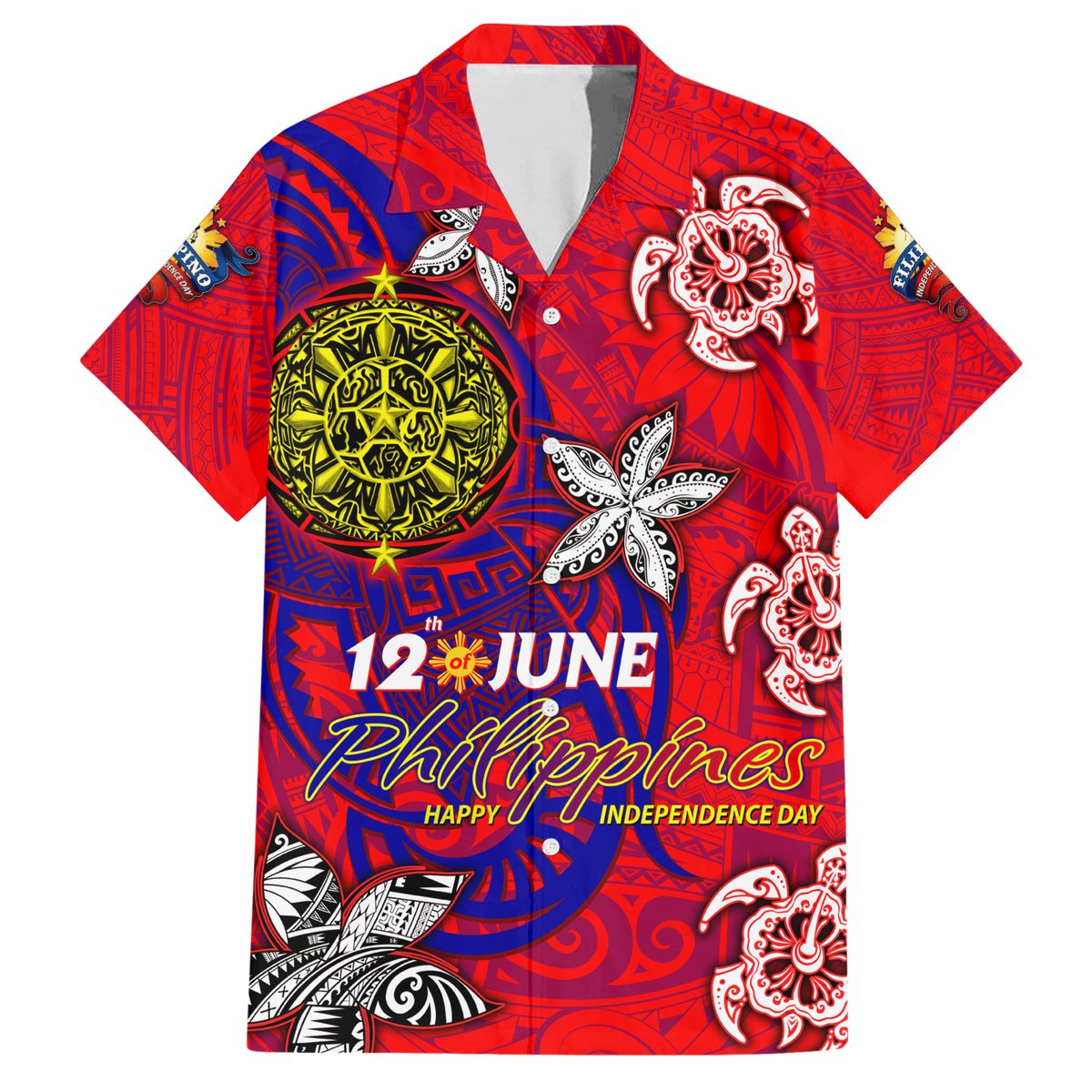 Personalized Philippines 12 June Independence Day Hawaiian Shirt Polynesian Turtle Plumeria DT02 Red - Polynesian Pride