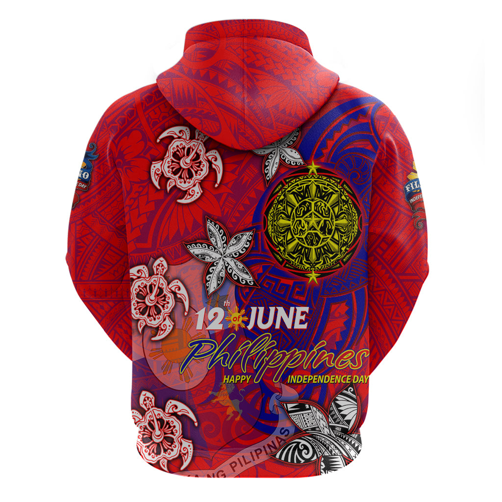 Personalized Philippines 12 June Independence Day Hoodie Polynesian Turtle Plumeria DT02 - Polynesian Pride