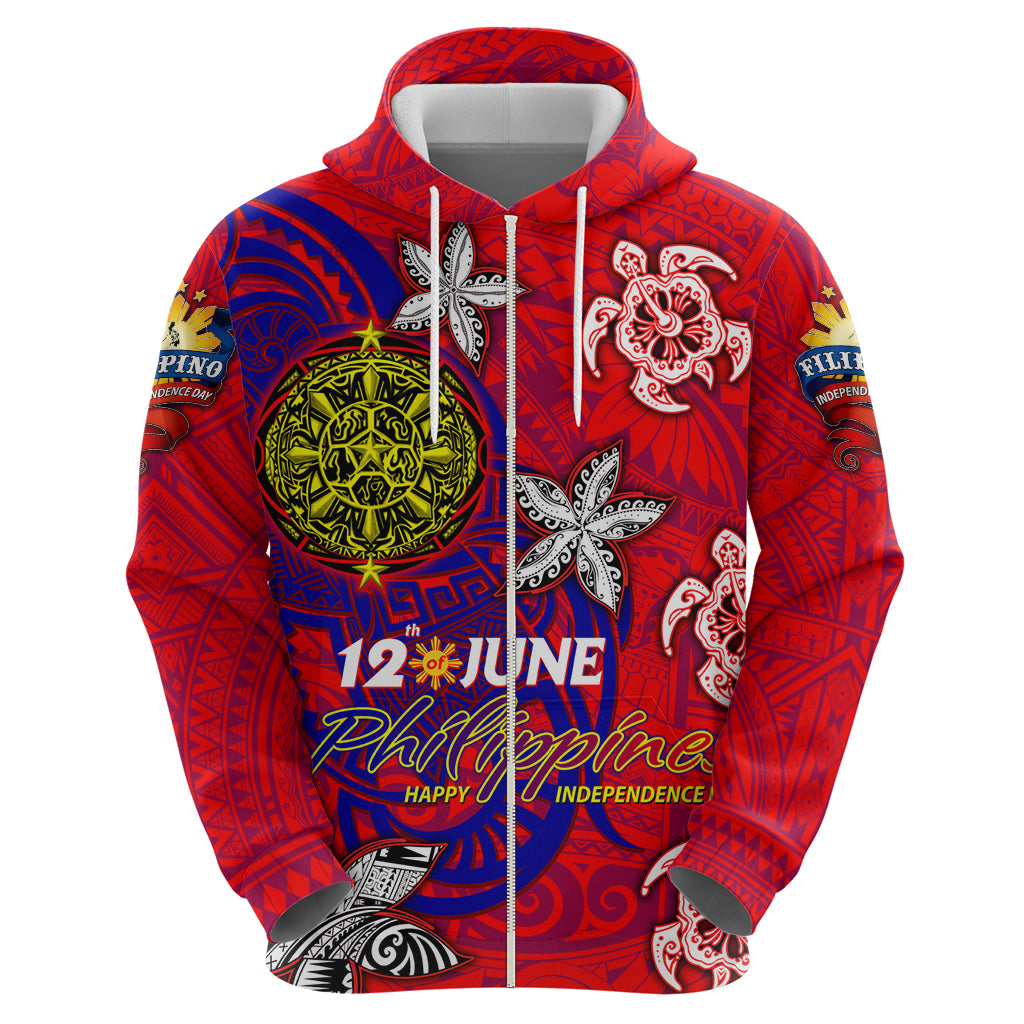 Personalized Philippines 12 June Independence Day Hoodie Polynesian Turtle Plumeria DT02 - Polynesian Pride