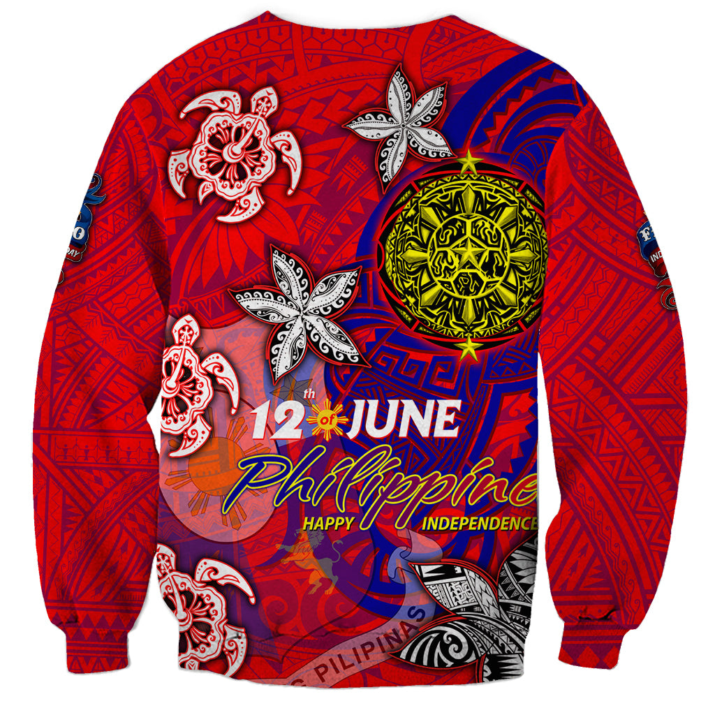 Personalized Philippines 12 June Independence Day Sweatshirt Polynesian Turtle Plumeria DT02 - Polynesian Pride