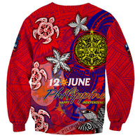 Personalized Philippines 12 June Independence Day Sweatshirt Polynesian Turtle Plumeria DT02 - Polynesian Pride
