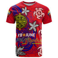 Personalized Philippines 12 June Independence Day T Shirt Polynesian Turtle Plumeria DT02 Red - Polynesian Pride