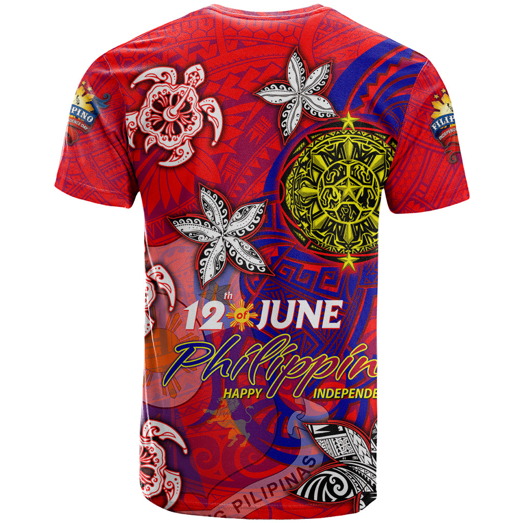 Personalized Philippines 12 June Independence Day T Shirt Polynesian Turtle Plumeria DT02 - Polynesian Pride
