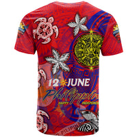Personalized Philippines 12 June Independence Day T Shirt Polynesian Turtle Plumeria DT02 - Polynesian Pride