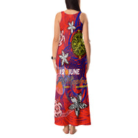 Personalized Philippines 12 June Independence Day Tank Maxi Dress Polynesian Turtle Plumeria