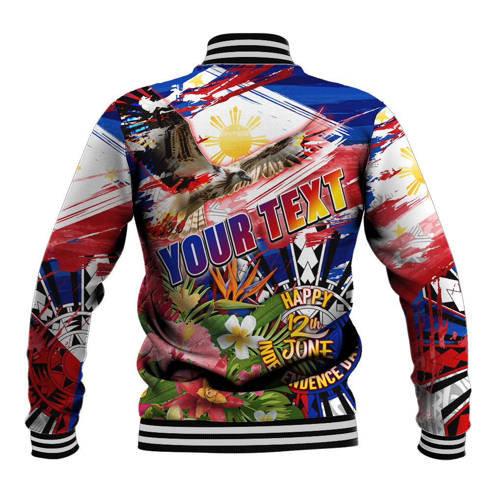 Personalized Philippines Independence Day Baseball Jacket Polynesia Filipinas Eagle Hibiscus DT02 - Polynesian Pride