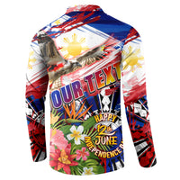 Personalized Philippines Independence Day Button Sweatshirt Polynesia Filipinas Eagle Hibiscus DT02 - Polynesian Pride