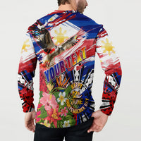 Personalized Philippines Independence Day Button Sweatshirt Polynesia Filipinas Eagle Hibiscus DT02 - Polynesian Pride