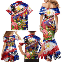 Personalized Philippines Independence Day Family Matching Mermaid Dress and Hawaiian Shirt Polynesia Filipinas Eagle Hibiscus