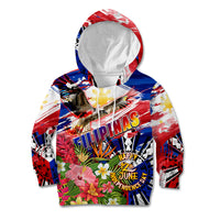 Personalized Philippines Independence Day Kid Hoodie Polynesia Filipinas Eagle Hibiscus DT02 Hoodie Blue - Polynesian Pride