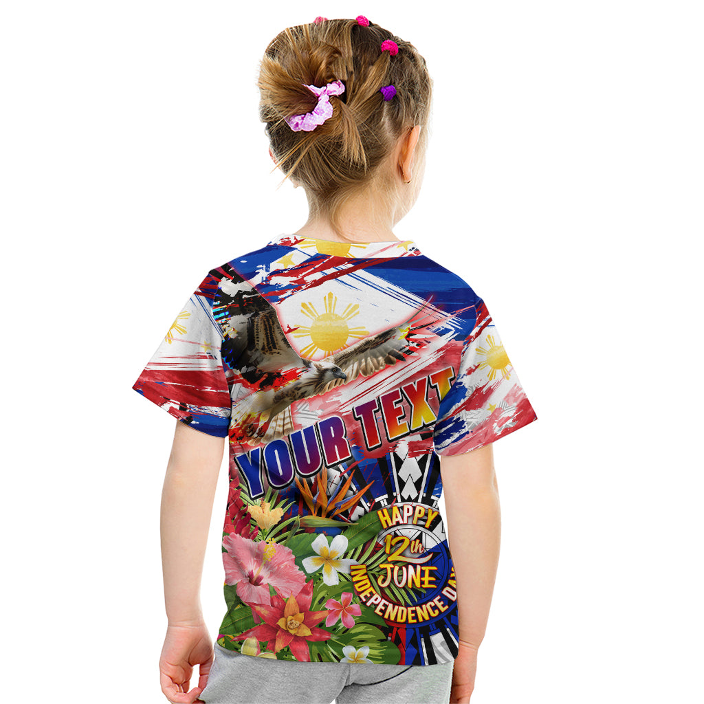 Personalized Philippines Independence Day Kid T Shirt Polynesia Filipinas Eagle Hibiscus DT02 - Polynesian Pride