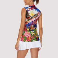 Personalized Philippines Independence Day Women Sleeveless Polo Shirt Polynesia Filipinas Eagle Hibiscus DT02 - Polynesian Pride