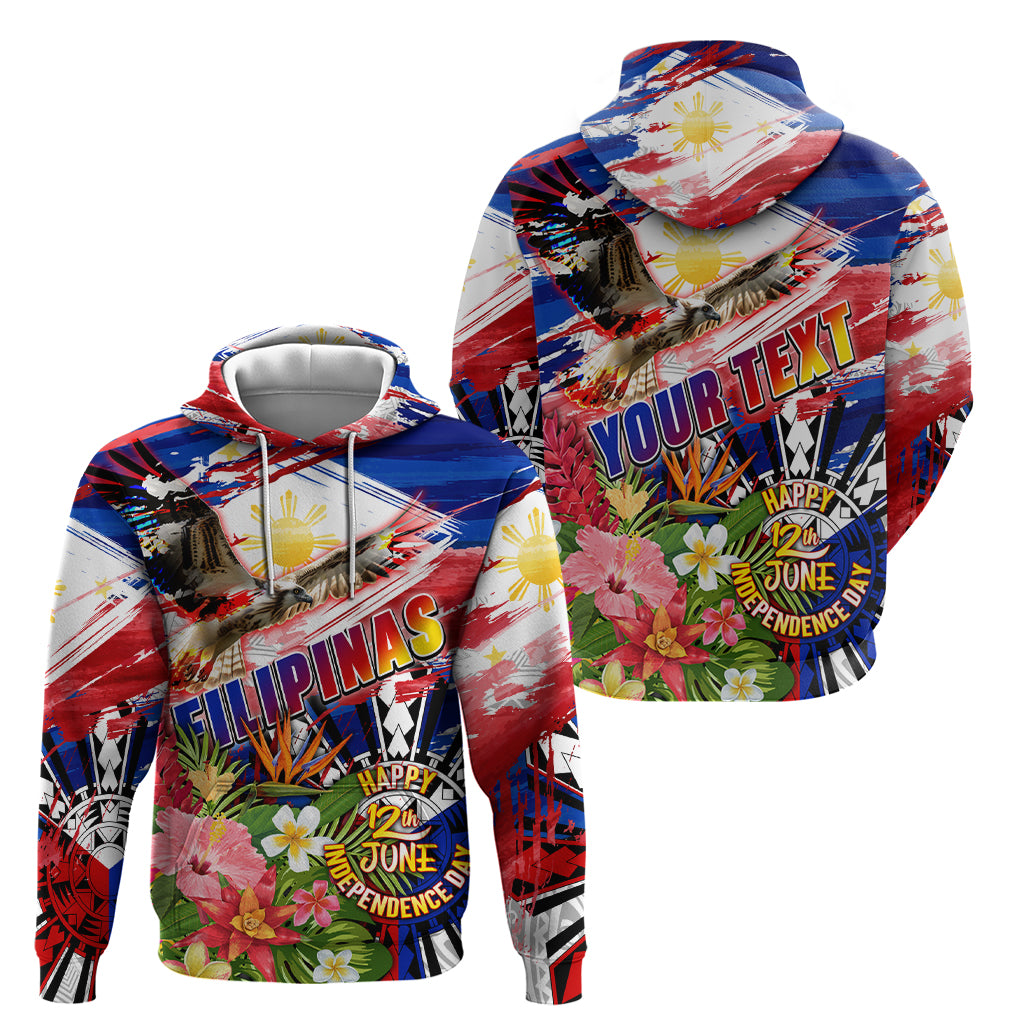 Personalized Philippines Independence Day Zip Hoodie Polynesia Filipinas Eagle Hibiscus