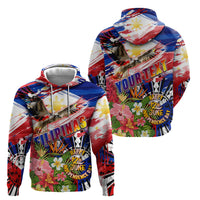 Personalized Philippines Independence Day Zip Hoodie Polynesia Filipinas Eagle Hibiscus