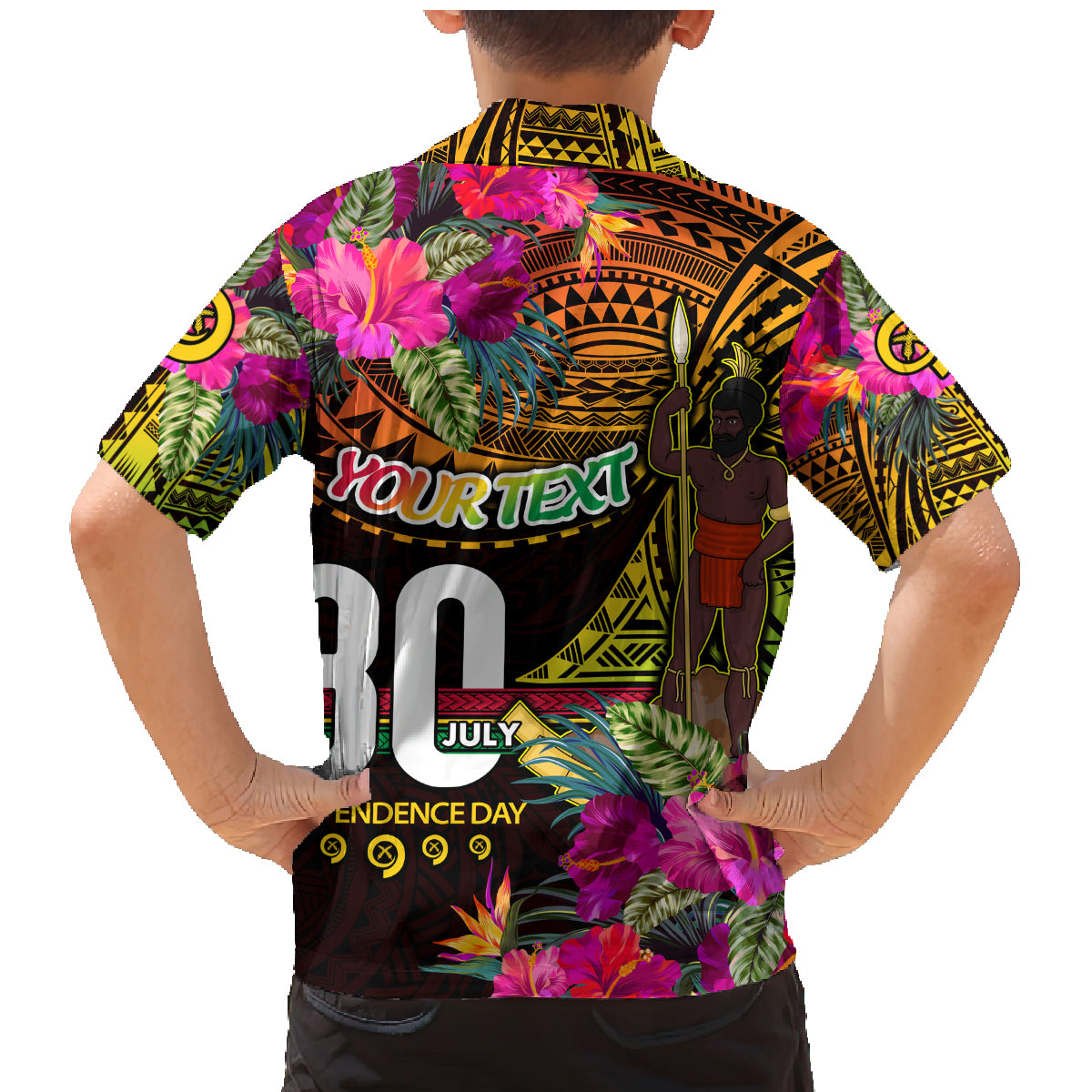 Personalised Vanuatu Independence Day 30 July Family Matching Mermaid Dress and Hawaiian Shirt Hibiscus Polynesian Pattern