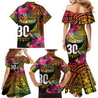 Personalised Vanuatu Independence Day 30 July Family Matching Mermaid Dress and Hawaiian Shirt Hibiscus Polynesian Pattern