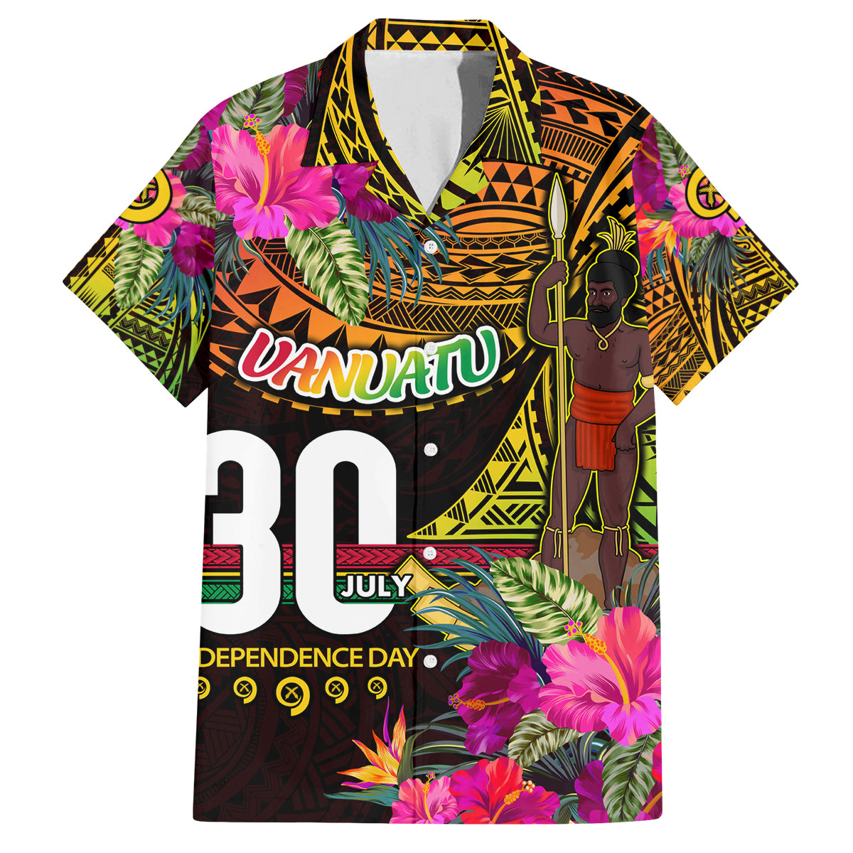 Personalised Vanuatu Independence Day 30 July Family Matching Tank Maxi Dress and Hawaiian Shirt Hibiscus Polynesian Pattern