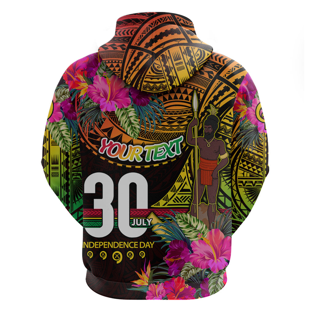 Personalised Vanuatu Independence Day 30 July Hoodie Hibiscus Polynesian Pattern DT02 - Polynesian Pride