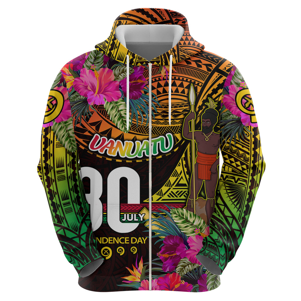 Personalised Vanuatu Independence Day 30 July Hoodie Hibiscus Polynesian Pattern DT02 - Polynesian Pride