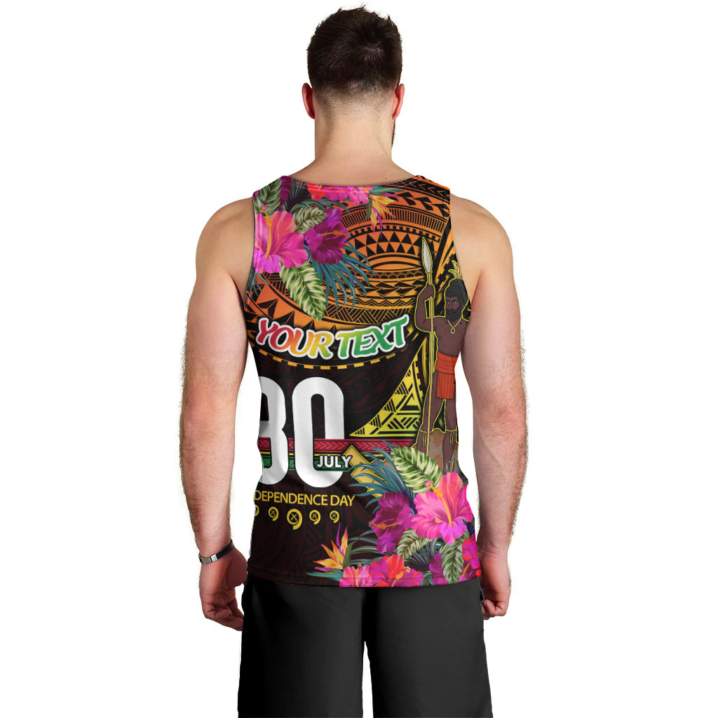 Personalised Vanuatu Independence Day 30 July Men Tank Top Hibiscus Polynesian Pattern