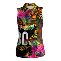 Personalised Vanuatu Independence Day 30 July Women Sleeveless Polo Shirt Hibiscus Polynesian Pattern DT02 Female Yellow - Polynesian Pride