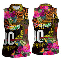Personalised Vanuatu Independence Day 30 July Women Sleeveless Polo Shirt Hibiscus Polynesian Pattern DT02 - Polynesian Pride