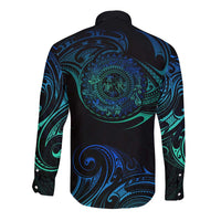 Sea Animal Polynesia Long Sleeve Button Shirt Polynesian Pattern