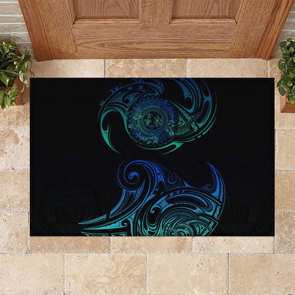 Sea Animal Polynesia Rubber Doormat Polynesian Pattern DT02 Black - Polynesian Pride
