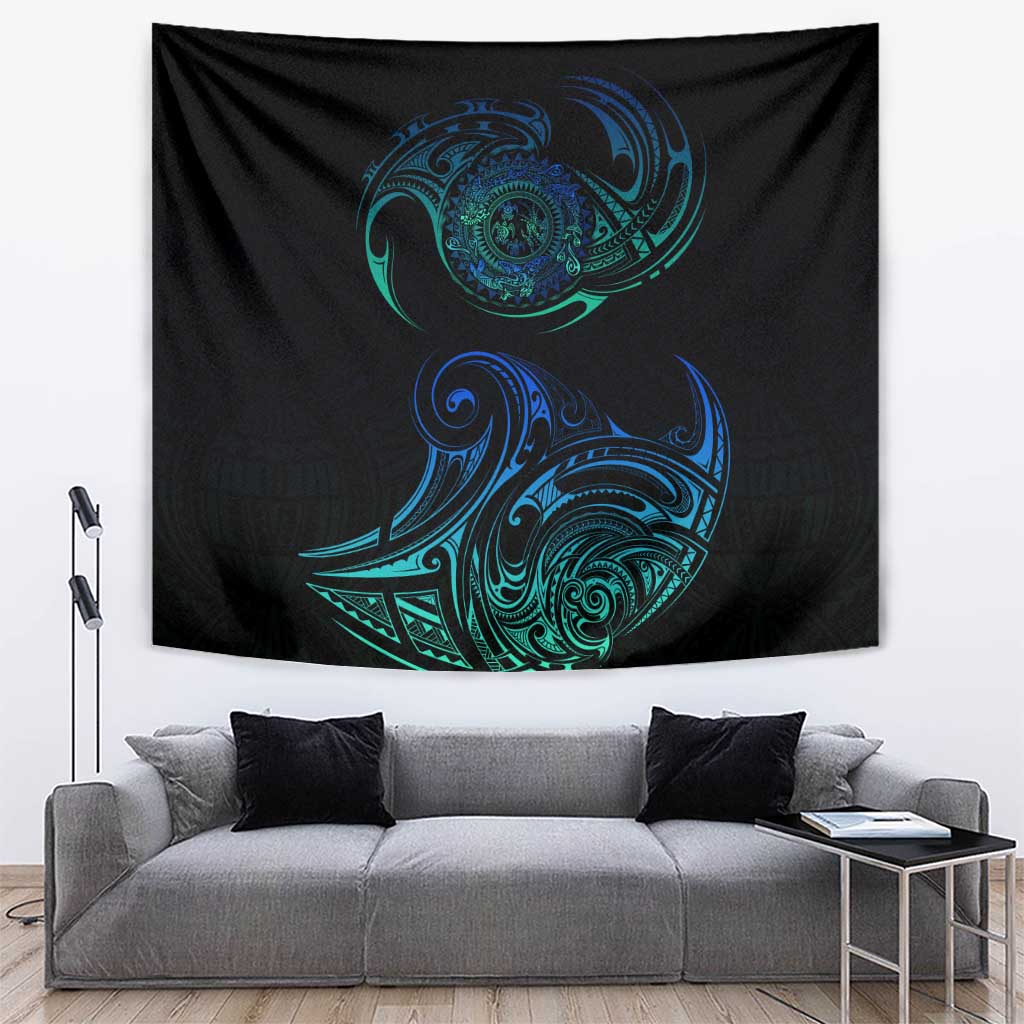Sea Animal Polynesia Tapestry Polynesian Pattern DT02 Black - Polynesian Pride