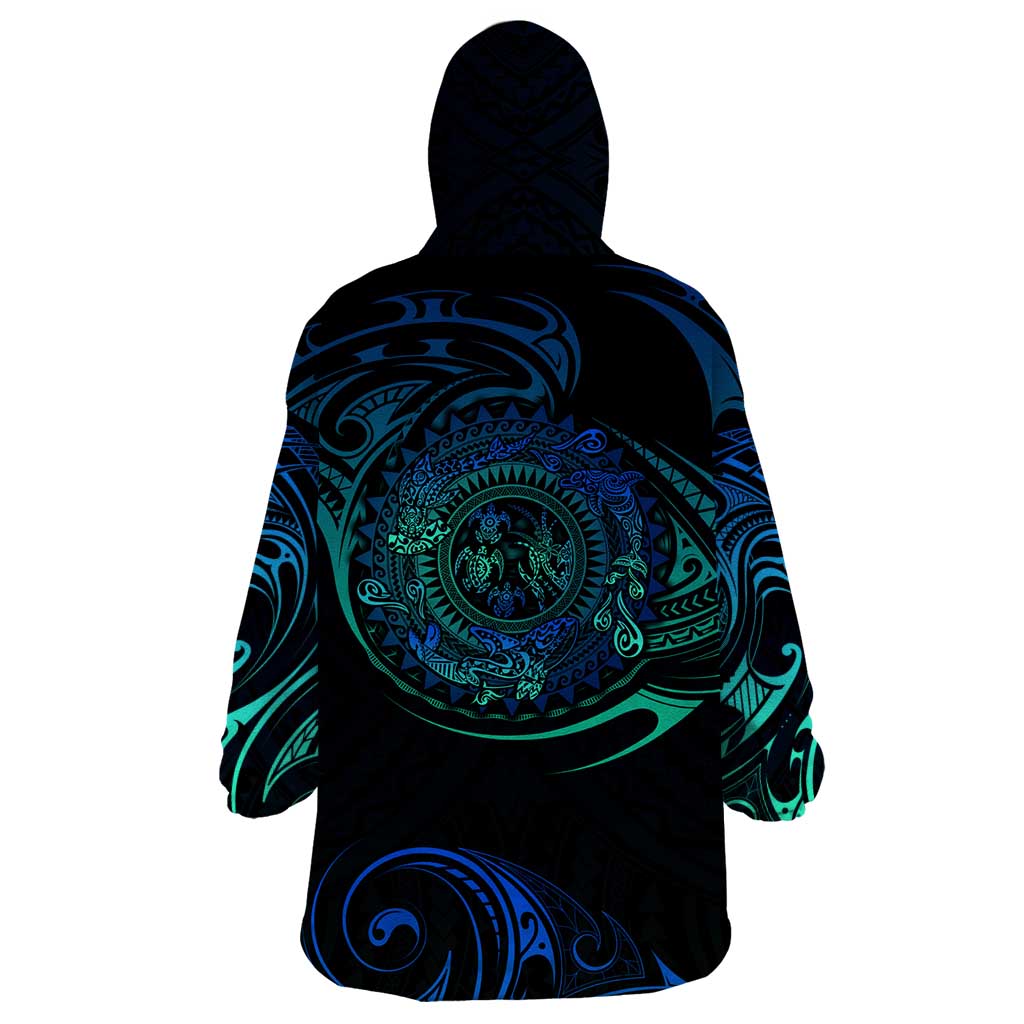 Sea Animal Polynesia Wearable Blanket Hoodie Polynesian Pattern