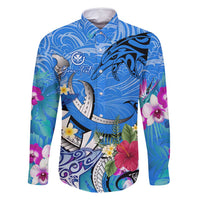Aloha Hawaii Family Matching Tank Maxi Dress and Hawaiian Shirt Dolphins and Fish Hook Hibiscus