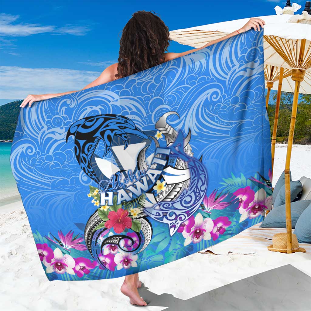 Aloha Hawaii Sarong Dolphins and Fish Hook Hibiscus