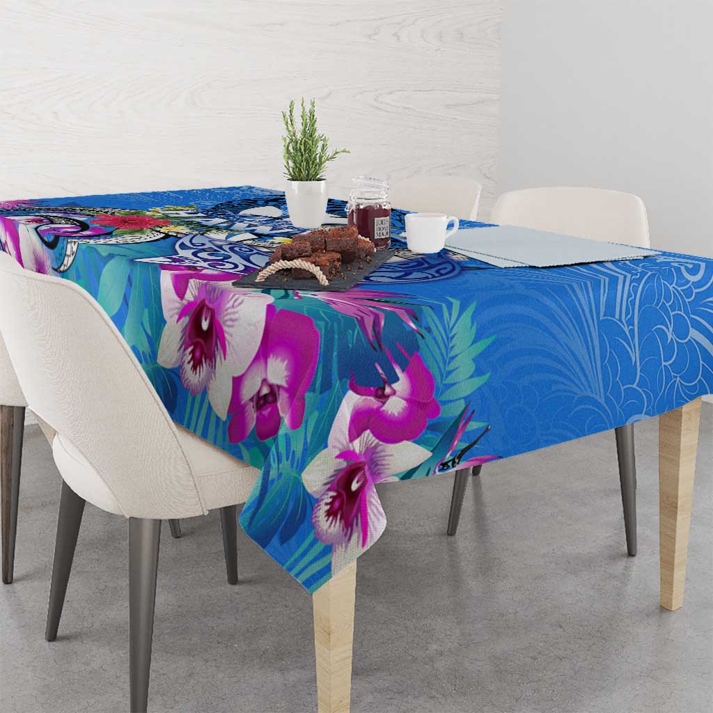 Aloha Hawaii Tablecloth Dolphins and Fish Hook Hibiscus