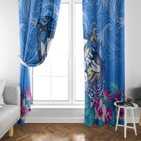 Aloha Hawaii Window Curtain Dolphins and Fish Hook Hibiscus