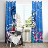 Aloha Hawaii Window Curtain Dolphins and Fish Hook Hibiscus