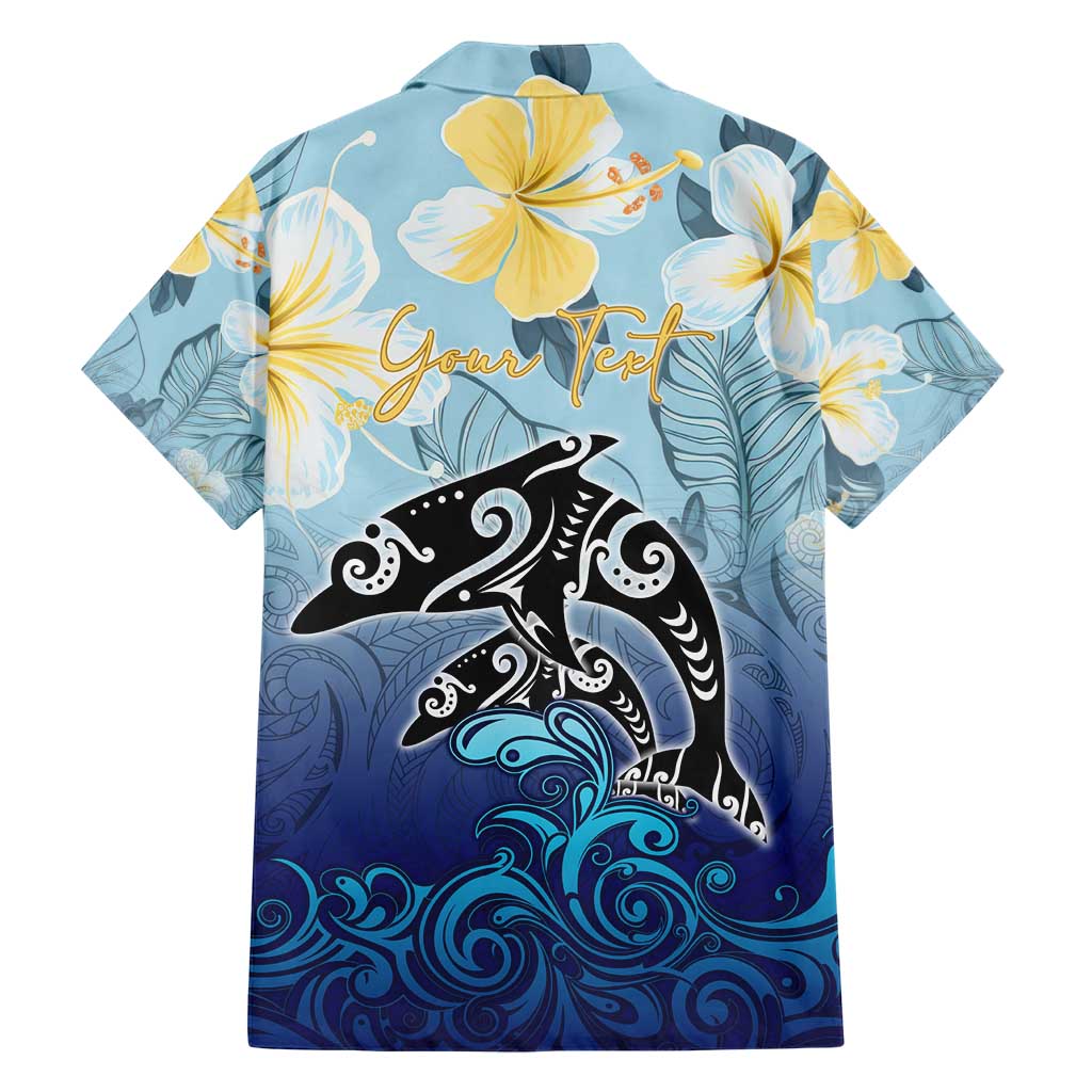 Mother And Baby Dolphins Family Matching Short Sleeve Bodycon Dress and Hawaiian Shirt Hawaii Hibiscus
