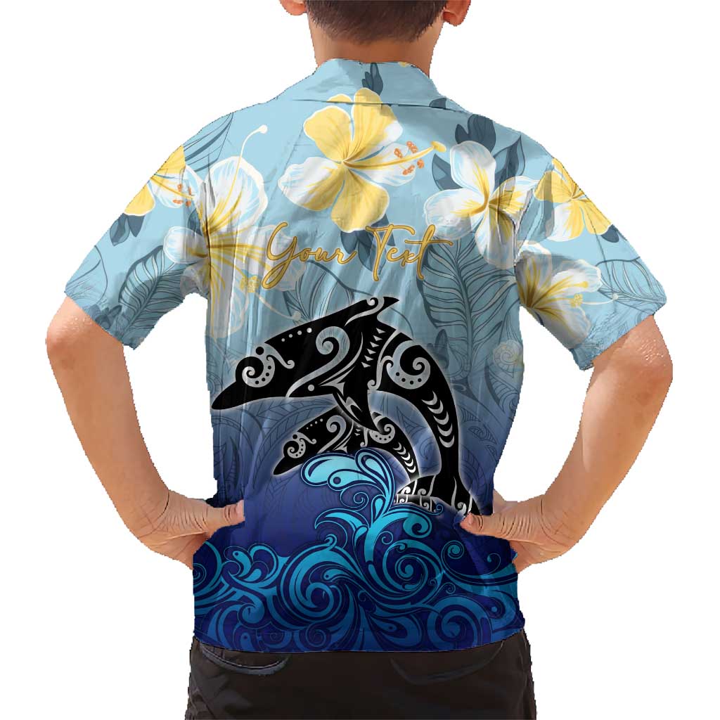 Mother And Baby Dolphins Kid Hawaiian Shirt Hawaii Hibiscus