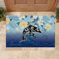 Mother And Baby Dolphins Rubber Doormat Hawaii Hibiscus