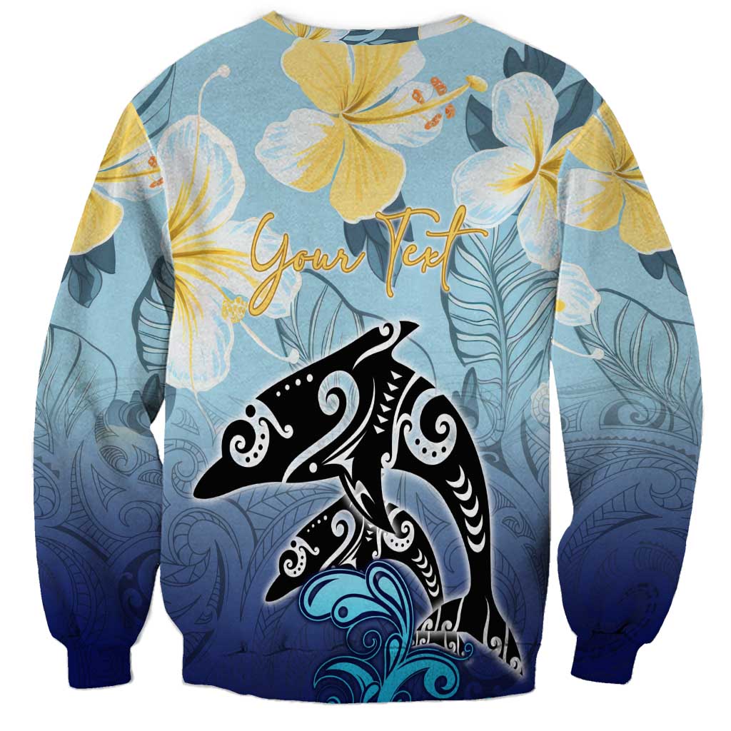 Mother And Baby Dolphins Sweatshirt Hawaii Hibiscus