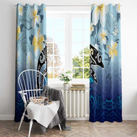 Mother And Baby Dolphins Window Curtain Hawaii Hibiscus