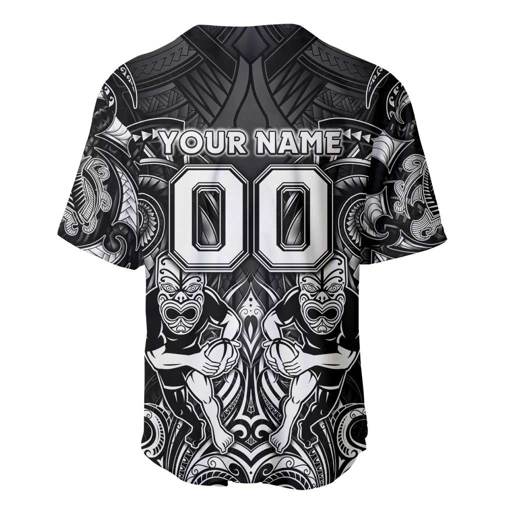 Personalized All Black Baseball Jersey New Zealand Rugby Mascot Maori