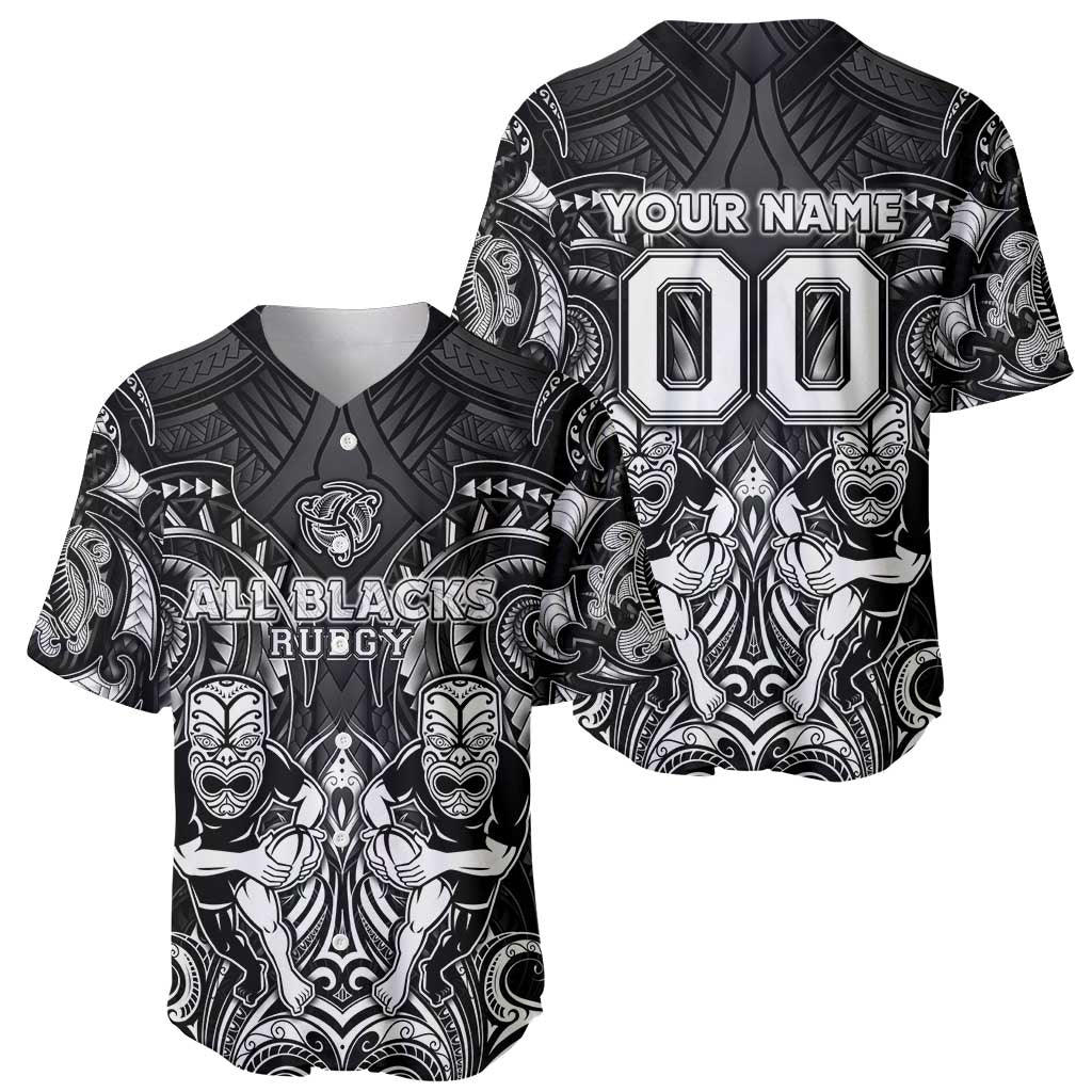 Personalized All Black Baseball Jersey New Zealand Rugby Mascot Maori