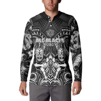 Personalized All Black Button Sweatshirt New Zealand Rugby Mascot Maori