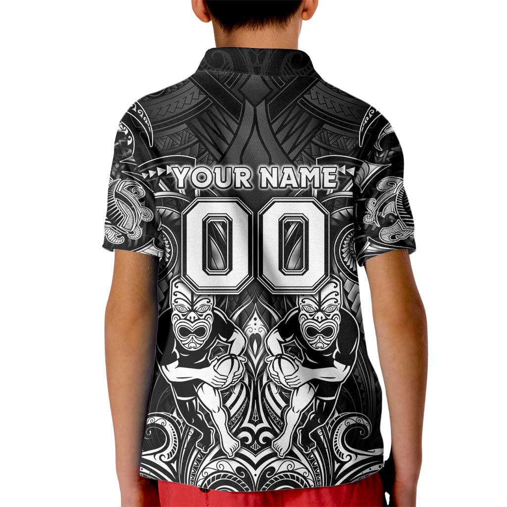 Personalized All Black Kid Polo Shirt New Zealand Rugby Mascot Maori