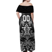 Personalized All Black Off Shoulder Maxi Dress New Zealand Rugby Mascot Maori