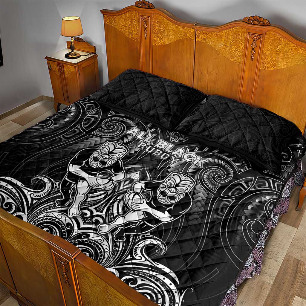 All Black Quilt Bed Set New Zealand Rugby Mascot Maori