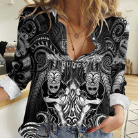 Personalized All Black Women Casual Shirt New Zealand Rugby Mascot Maori