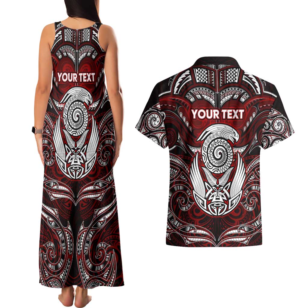 Personalized New Zealand Aotearoa Rugby Couples Matching Tank Maxi Dress and Hawaiian Shirt Maori Fern Tattoo Art