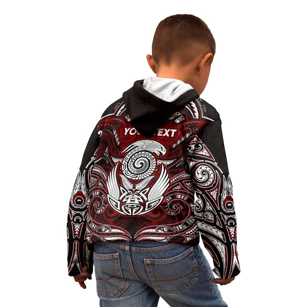 Personalized New Zealand Aotearoa Rugby Kid Hoodie Maori Fern Tattoo Art